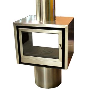 Chimenea de leña HS 70 Túnel visto inox con base redonda y tubo embellecedor – outlet